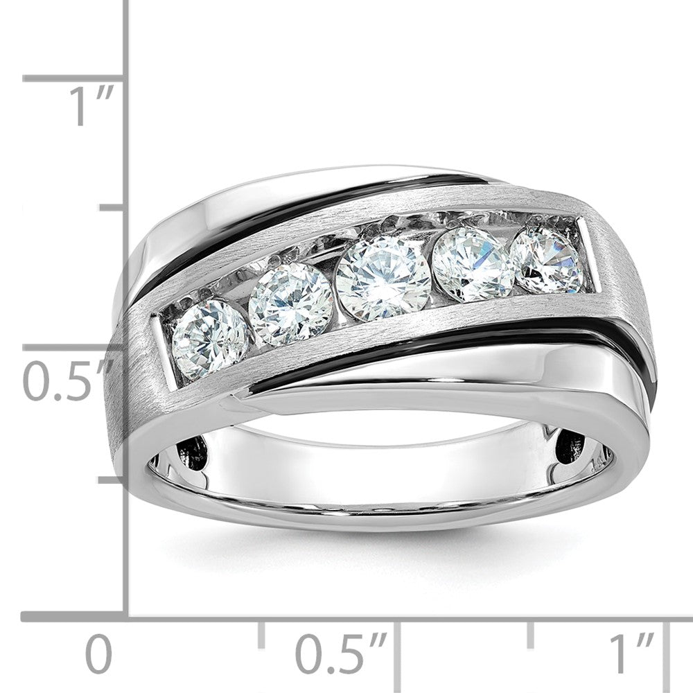 14K Weißgold mit Schwarzrhodinierung Herren-Ring, satiniert, 1K Diamant, komplett besetzt