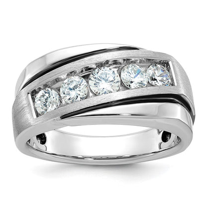 14K Weißgold mit Schwarzrhodinierung Herren-Ring, satiniert, 1K Diamant, komplett besetzt