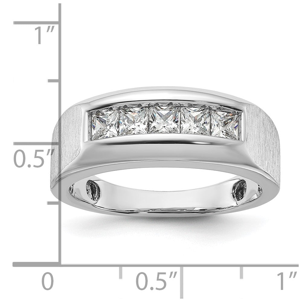 14K Weißgold Fünf-Stein-Ring für Herren mit 1 ct. im Labor gezüchteten Diamanten, VS/SI+ G+, poliert und satiniert