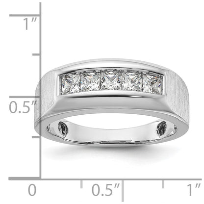 14K Weißgold Fünf-Stein-Ring für Herren mit 1 ct. im Labor gezüchteten Diamanten, VS/SI+ G+, poliert und satiniert