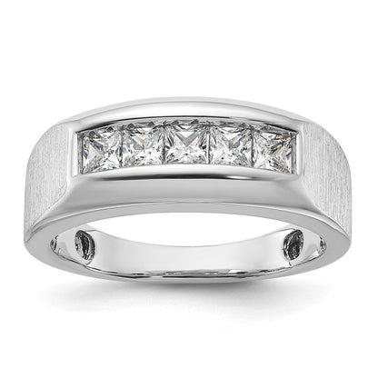 14K Weißgold Fünf-Stein-Ring für Herren mit 1 ct. im Labor gezüchteten Diamanten, VS/SI+ G+, poliert und satiniert