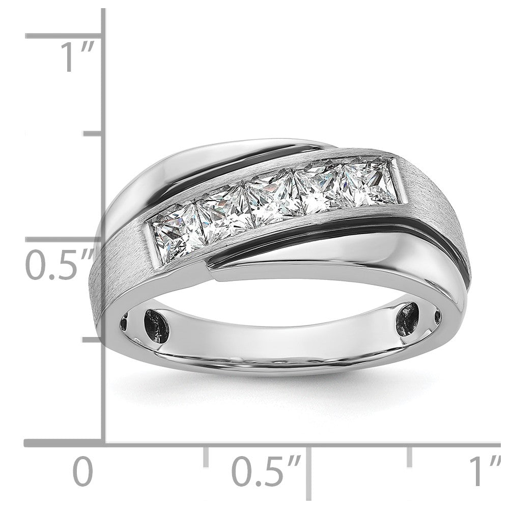 14K Weißgold Ring mit Schwarzrhodinierung, 1 ct. im Labor gezüchteten Diamanten VS/SI+ G+, poliert, satiniert und mit Rille, Herren