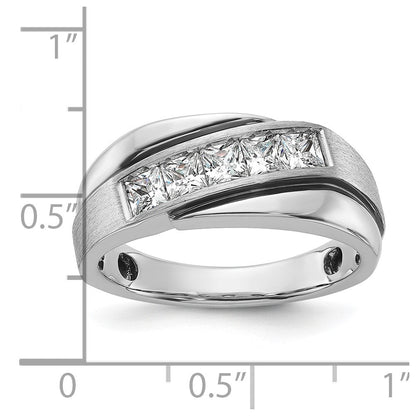 14K Weißgold Ring mit Schwarzrhodinierung, 1 ct. im Labor gezüchteten Diamanten VS/SI+ G+, poliert, satiniert und mit Rille, Herren