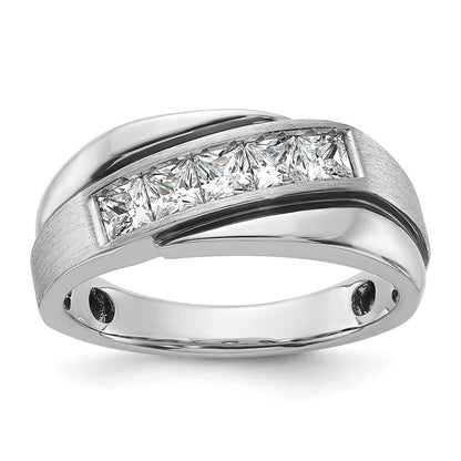 14K Weißgold Ring mit Schwarzrhodinierung, 1 ct. im Labor gezüchteten Diamanten VS/SI+ G+, poliert, satiniert und mit Rille, Herren