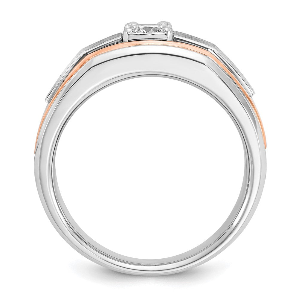 14K Weiß-/Roségold Zweifarbiger Herren-Ring mit Satin-Finish und 0,33 ct. Diamant, komplett besetzt