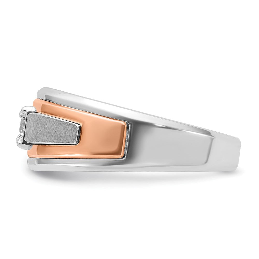 14K Weiß-/Roségold Zweifarbiger Herren-Ring mit Satin-Finish und 0,33 ct. Diamant, komplett besetzt