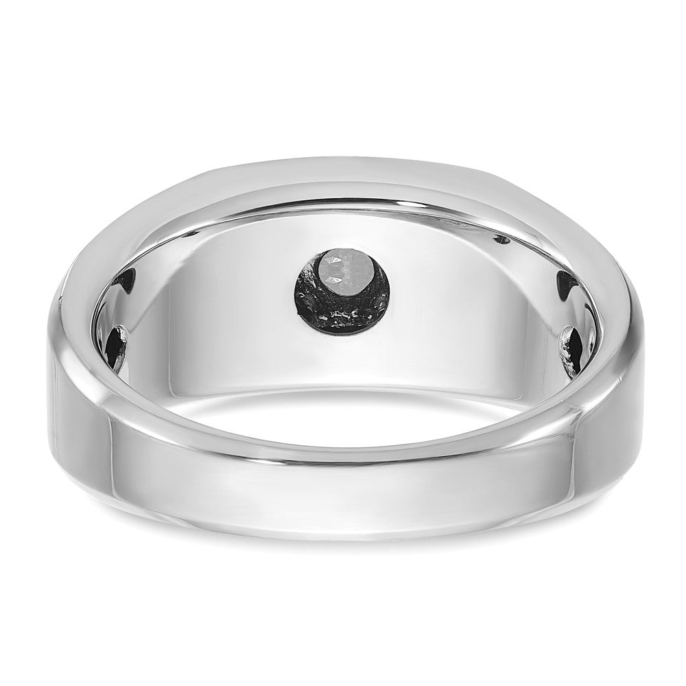 14K Weiß-/Roségold Zweifarbiger Herren-Ring mit Satin-Finish und 0,33 ct. Diamant, komplett besetzt