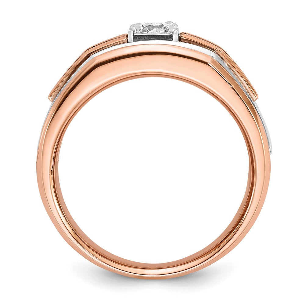 14K Weiß-/Roségold Zweifarbiger Herrenring mit 0,5 ct. Schwarz-Weiß-Diamanten, komplett besetzt