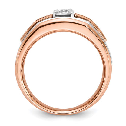 14K Weiß-/Roségold Zweifarbiger Herrenring mit 0,5 ct. Schwarz-Weiß-Diamanten, komplett besetzt