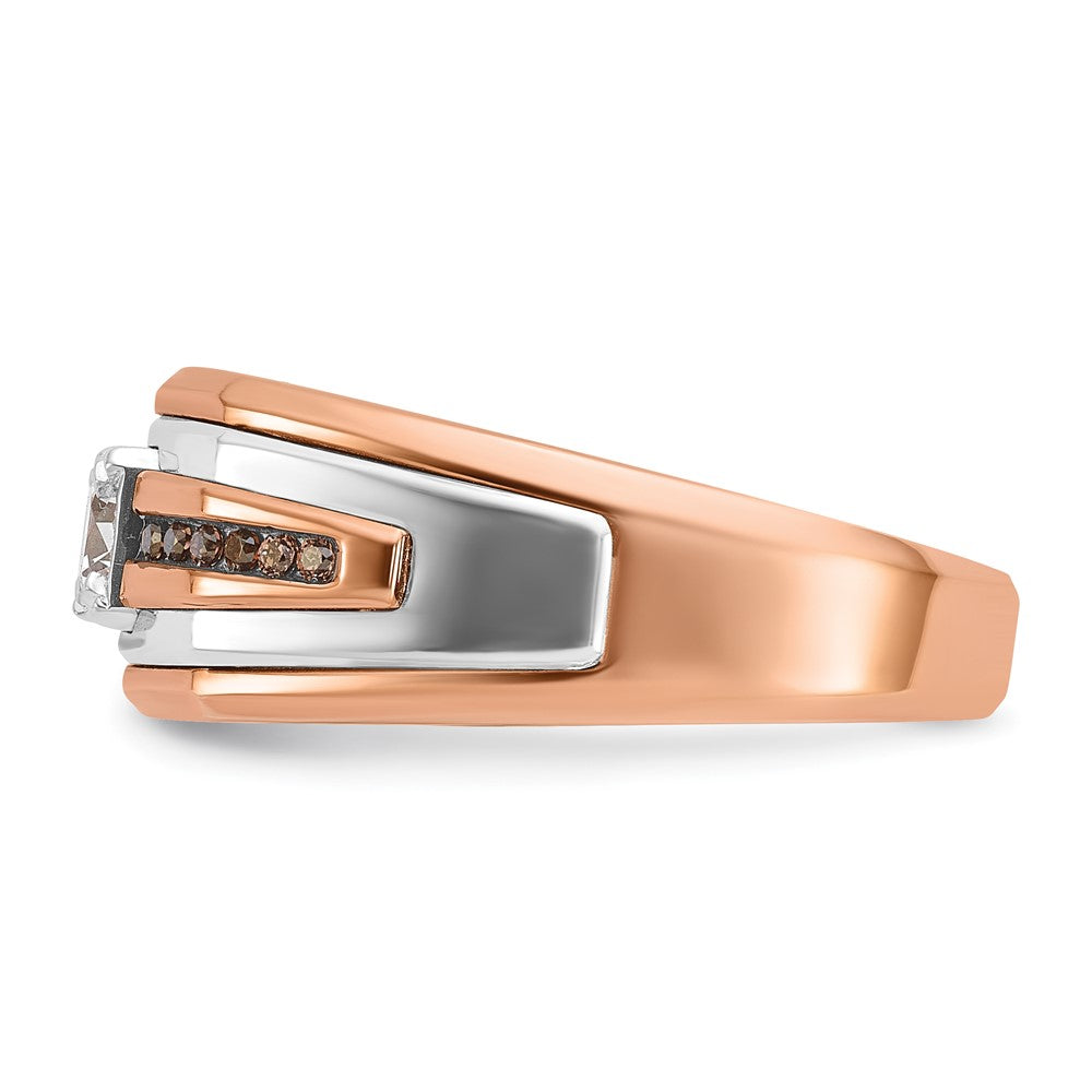 14K Weiß-/Roségold Zweifarbiger Herrenring mit 0,5 ct. Schwarz-Weiß-Diamanten, komplett besetzt