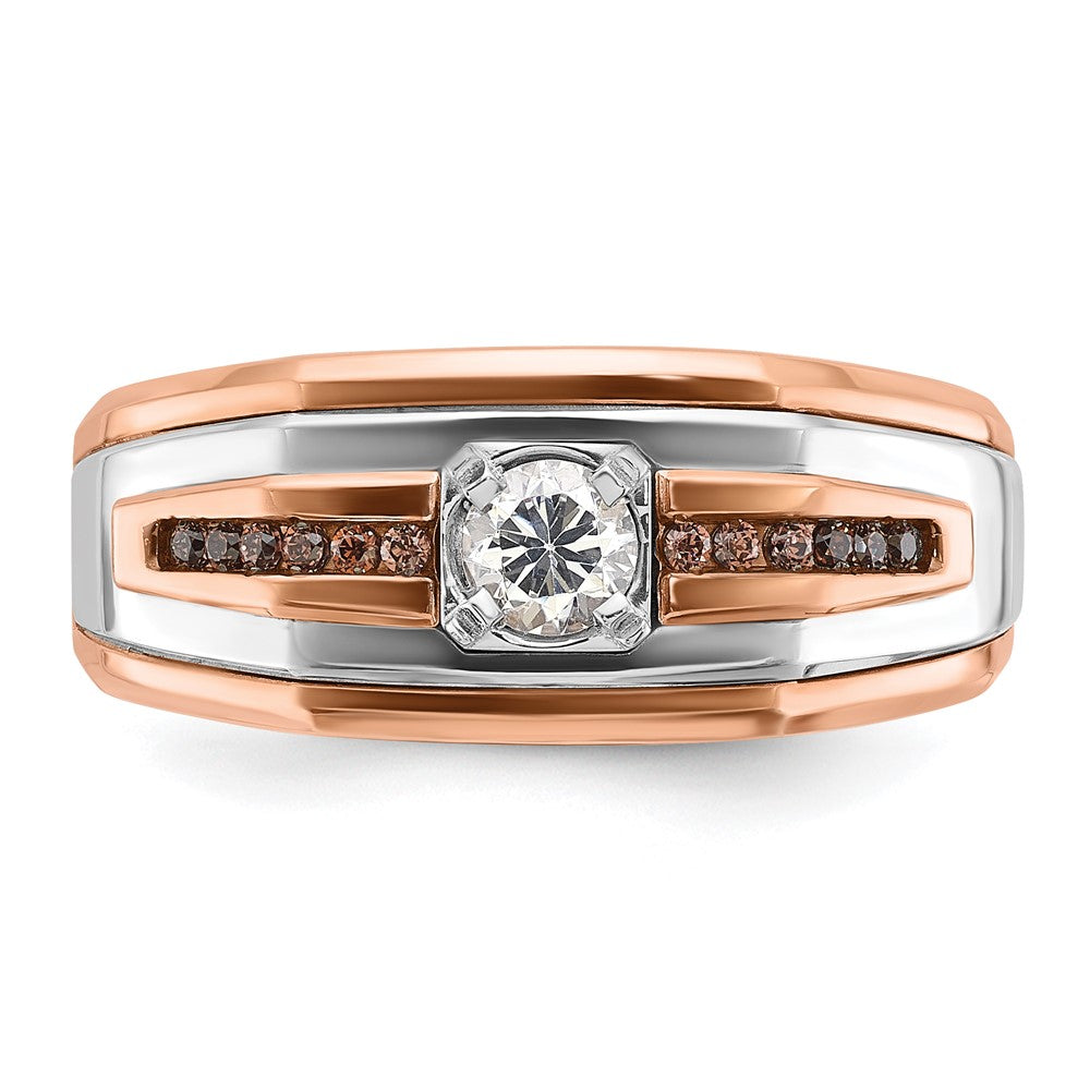 14K Weiß-/Roségold Zweifarbiger Herrenring mit 0,5 ct. Schwarz-Weiß-Diamanten, komplett besetzt