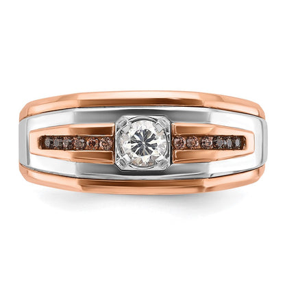 14K Weiß-/Roségold Zweifarbiger Herrenring mit 0,5 ct. Schwarz-Weiß-Diamanten, komplett besetzt