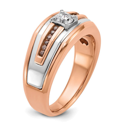 14K Weiß-/Roségold Zweifarbiger Herrenring mit 0,5 ct. Schwarz-Weiß-Diamanten, komplett besetzt