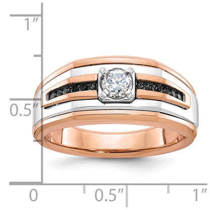 14K Weiß-/Roségold Zweifarbiger Herrenring mit 0,5 ct. Schwarz-Weiß-Diamanten, komplett besetzt