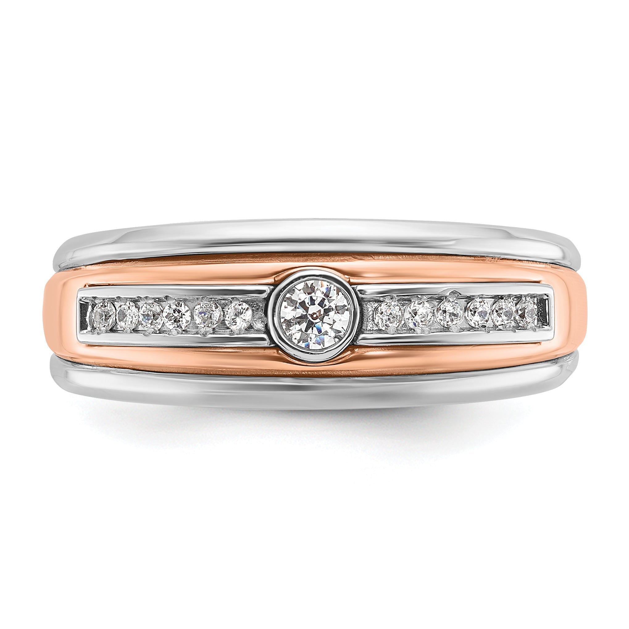 10K Bicolor Weiß/ Roségold Ibgoodman Herren Diamant Komplett Ring