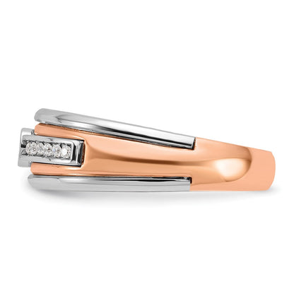 14K Weiß-/Roségold zweifarbiger Herrenring mit 0,2K Diamanten