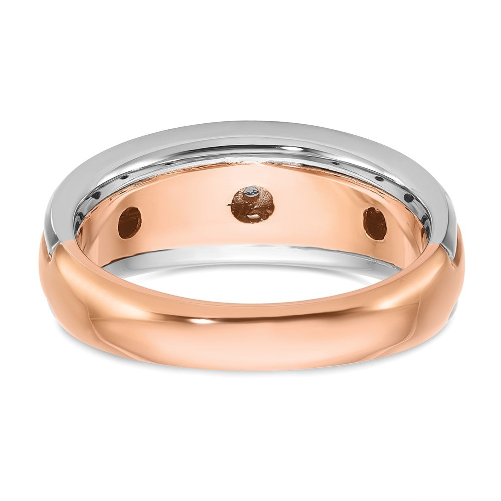 14K Weiß-/Roségold zweifarbiger Herrenring mit 0,2K Diamanten