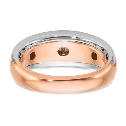14K Weiß-/Roségold zweifarbiger Herrenring mit 0,2K Diamanten