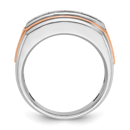 14K Weiß-/Roségold Zweifarbiger Diamant-Ring für Herren mit 1K, komplett besetzt