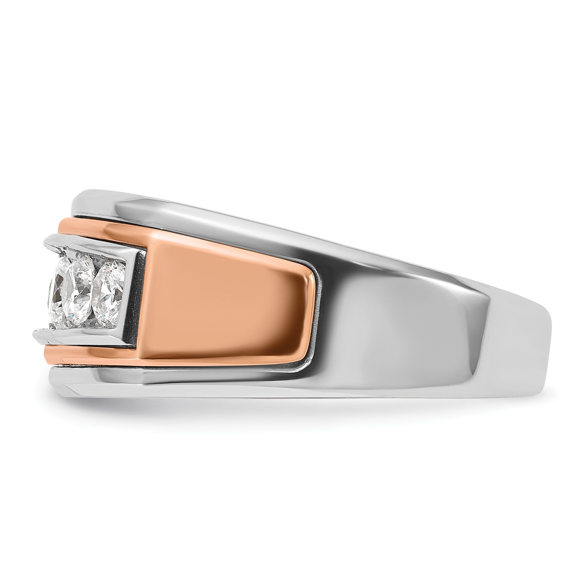 14K Weiß-/Roségold Zweifarbiger Diamant-Ring für Herren mit 1K, komplett besetzt