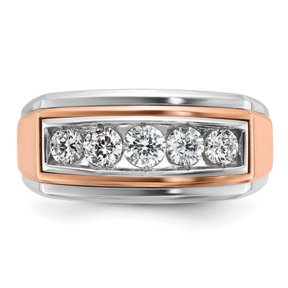 14K Weiß-/Roségold Zweifarbiger Diamant-Ring für Herren mit 1K, komplett besetzt