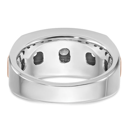 14K Weiß-/Roségold Zweifarbiger Diamant-Ring für Herren mit 1K, komplett besetzt