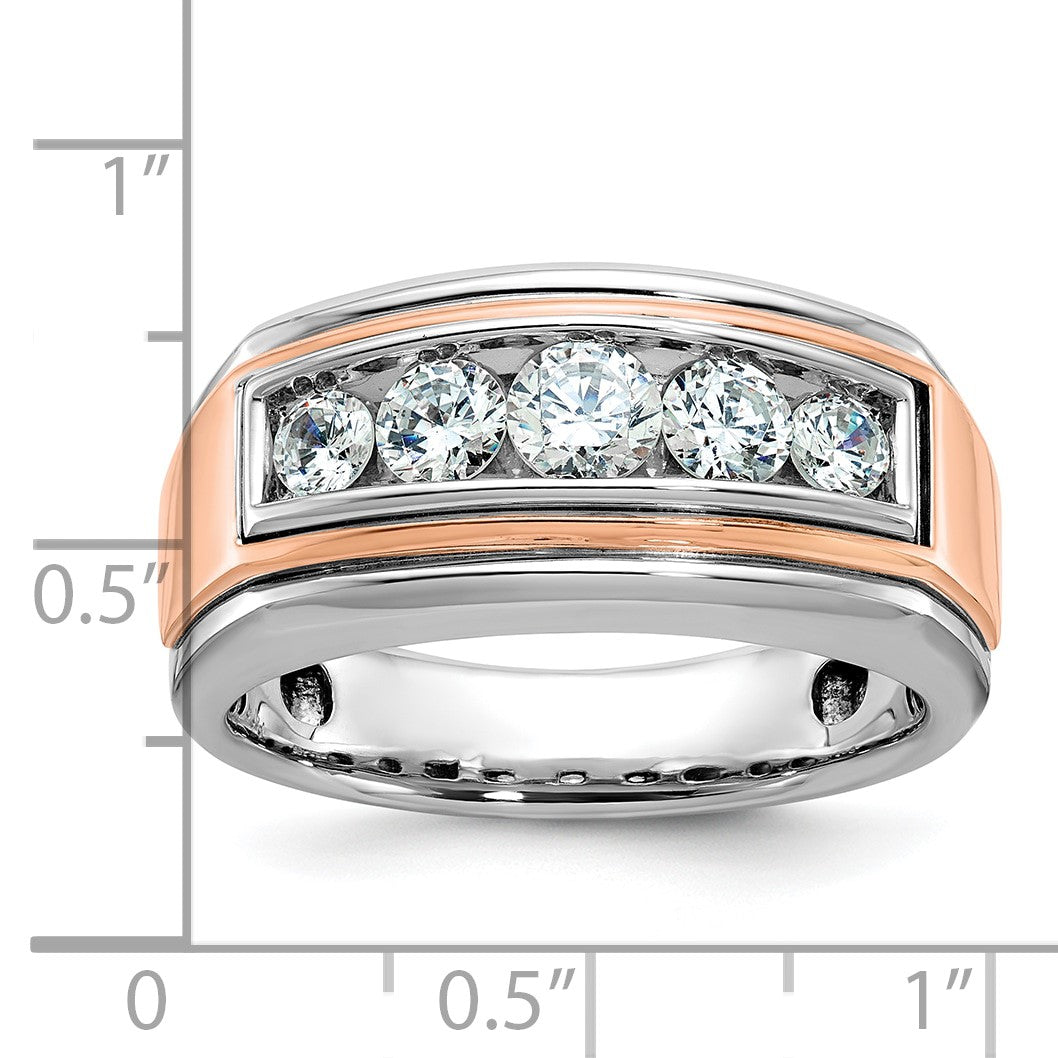 14K Weiß-/Roségold Zweifarbiger Diamant-Ring für Herren mit 1K, komplett besetzt