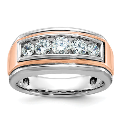 14K Weiß-/Roségold Zweifarbiger Diamant-Ring für Herren mit 1K, komplett besetzt