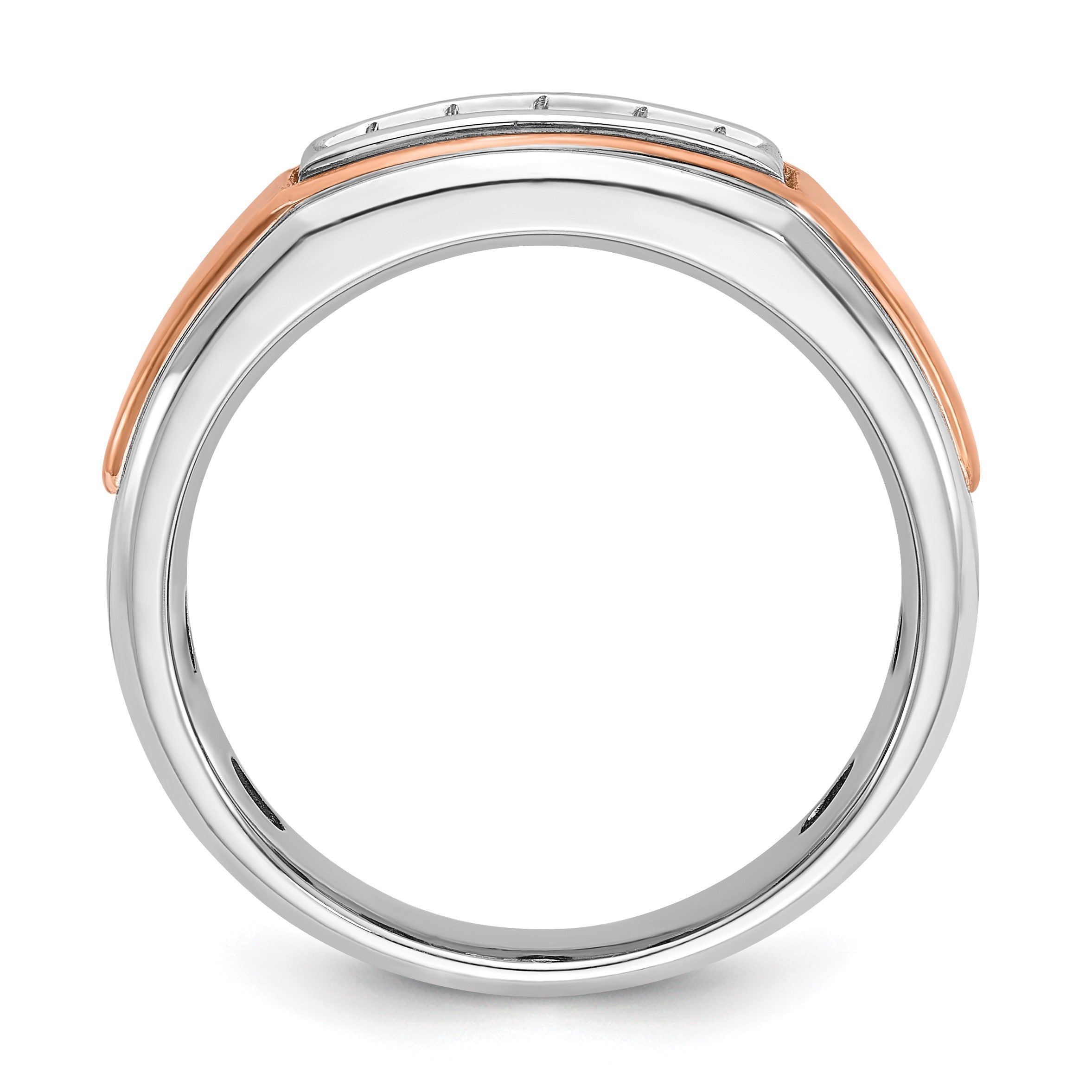 14K Weiß-/Roségold Zweifarbiger Herrenring mit 0,25K Diamanten