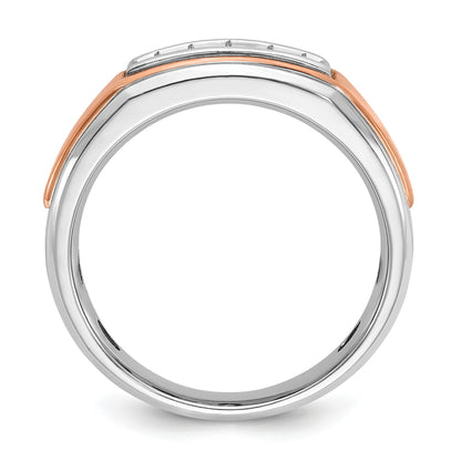 14K Weiß-/Roségold Zweifarbiger Herrenring mit 0,25K Diamanten