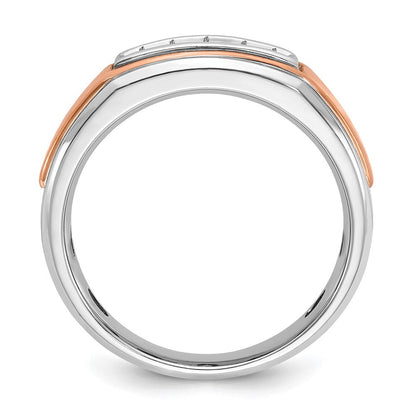 14K Weiß-/Roségold Zweifarbiger Herrenring mit 0,25K Diamanten