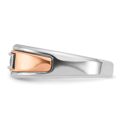 14K Weiß-/Roségold Zweifarbiger Herrenring mit 0,25K Diamanten