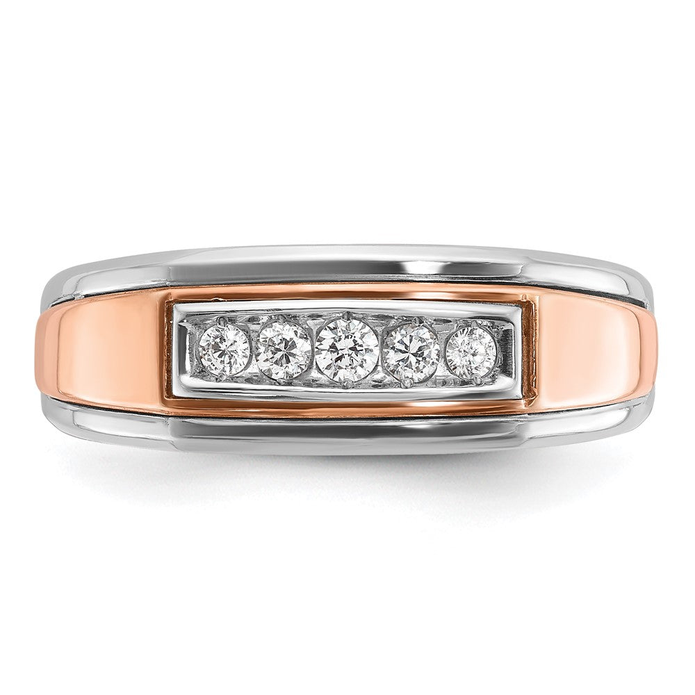 14K Weiß-/Roségold Zweifarbiger Herrenring mit 0,25K Diamanten