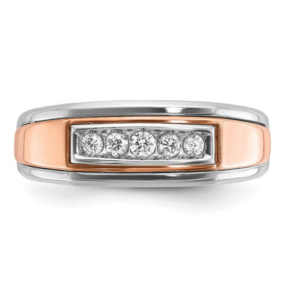 14K Weiß-/Roségold Zweifarbiger Herrenring mit 0,25K Diamanten