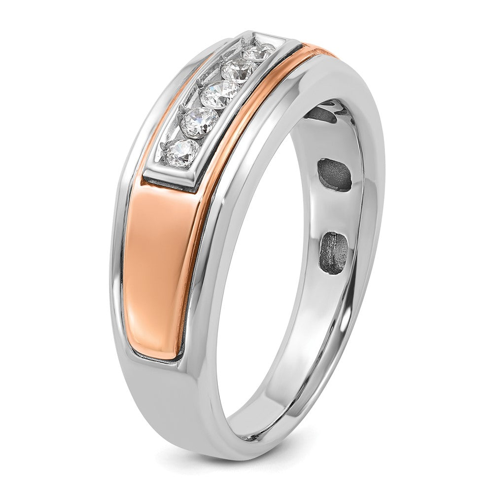 14K Weiß-/Roségold Zweifarbiger Herrenring mit 0,25K Diamanten
