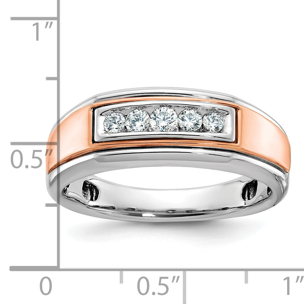 14K Weiß-/Roségold Zweifarbiger Herrenring mit 0,25K Diamanten