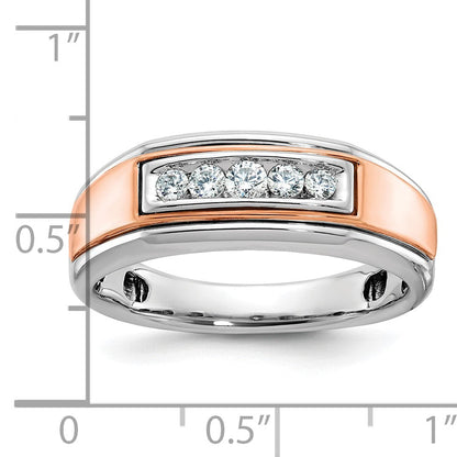 14K Weiß-/Roségold Zweifarbiger Herrenring mit 0,25K Diamanten