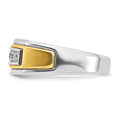 14K Bicolor Gold Herren-Ring mit 0,5 ct. Diamant