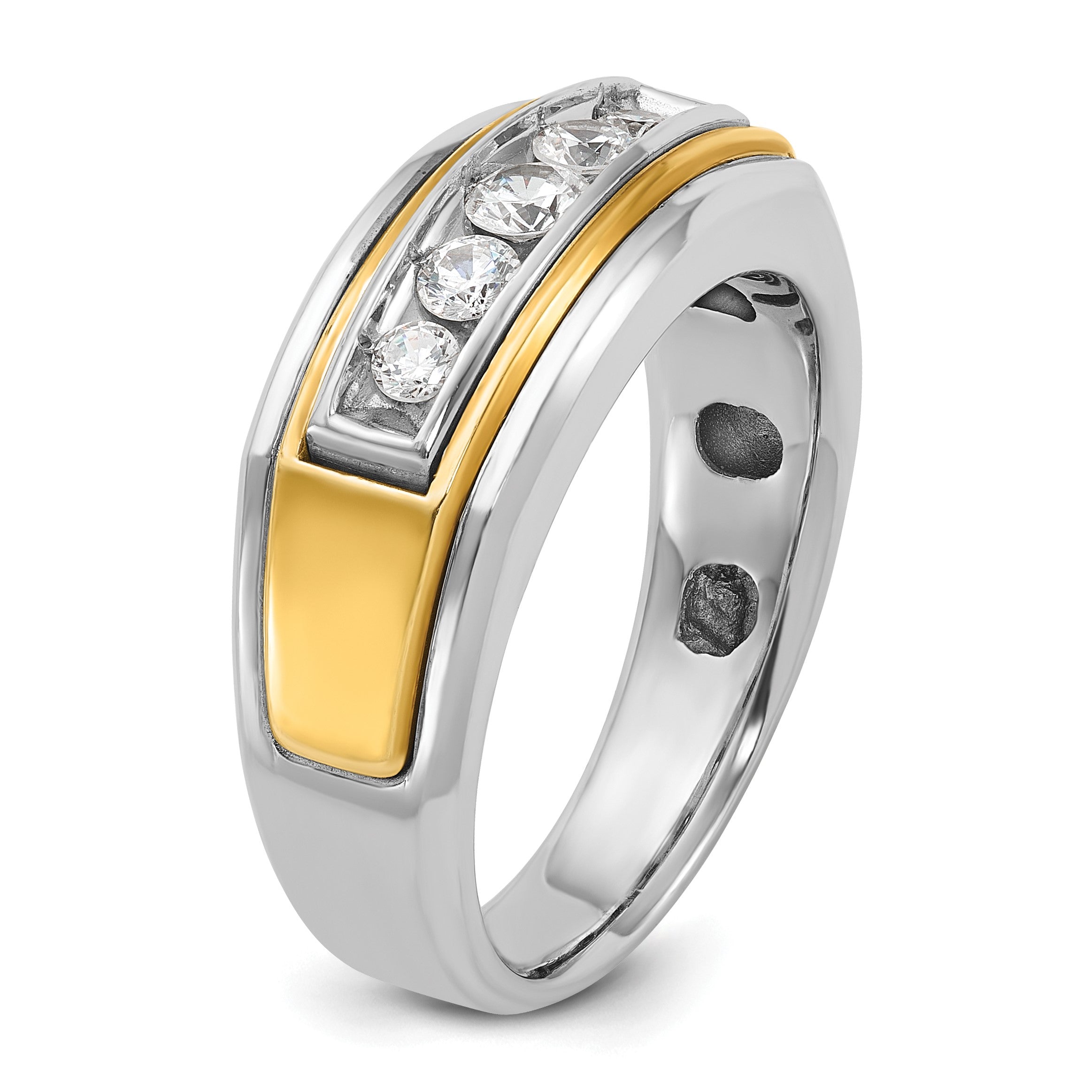 14K Bicolor Gold Herren-Ring mit 0,5 ct. Diamant