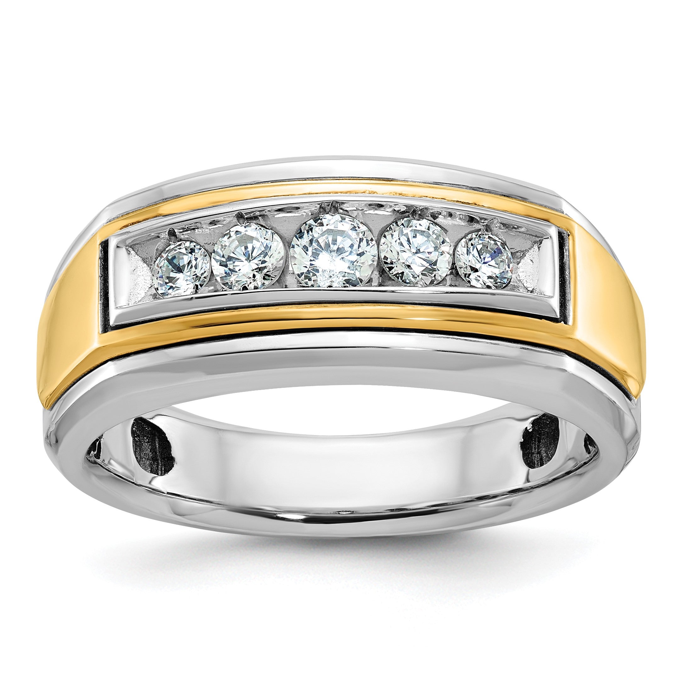 14K Bicolor Gold Herren-Ring mit 0,5 ct. Diamant