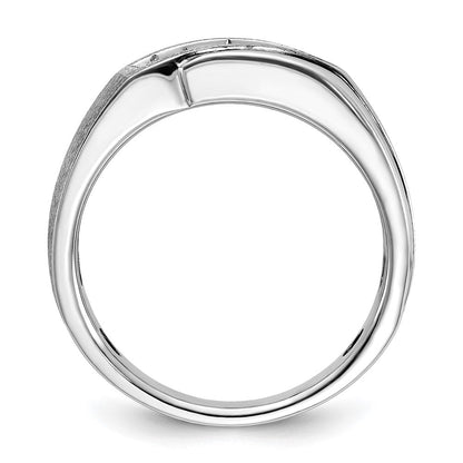14K Weißgold mit Schwarzrhodium Herren Siegelring mit Satinfinish und 0,25K Diamant, komplett besetzt