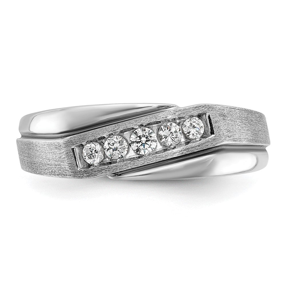 14K Weißgold mit Schwarzrhodium Herren Siegelring mit Satinfinish und 0,25K Diamant, komplett besetzt