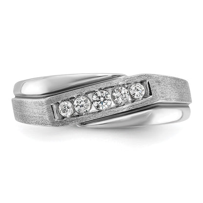 14K Weißgold mit Schwarzrhodium Herren Siegelring mit Satinfinish und 0,25K Diamant, komplett besetzt