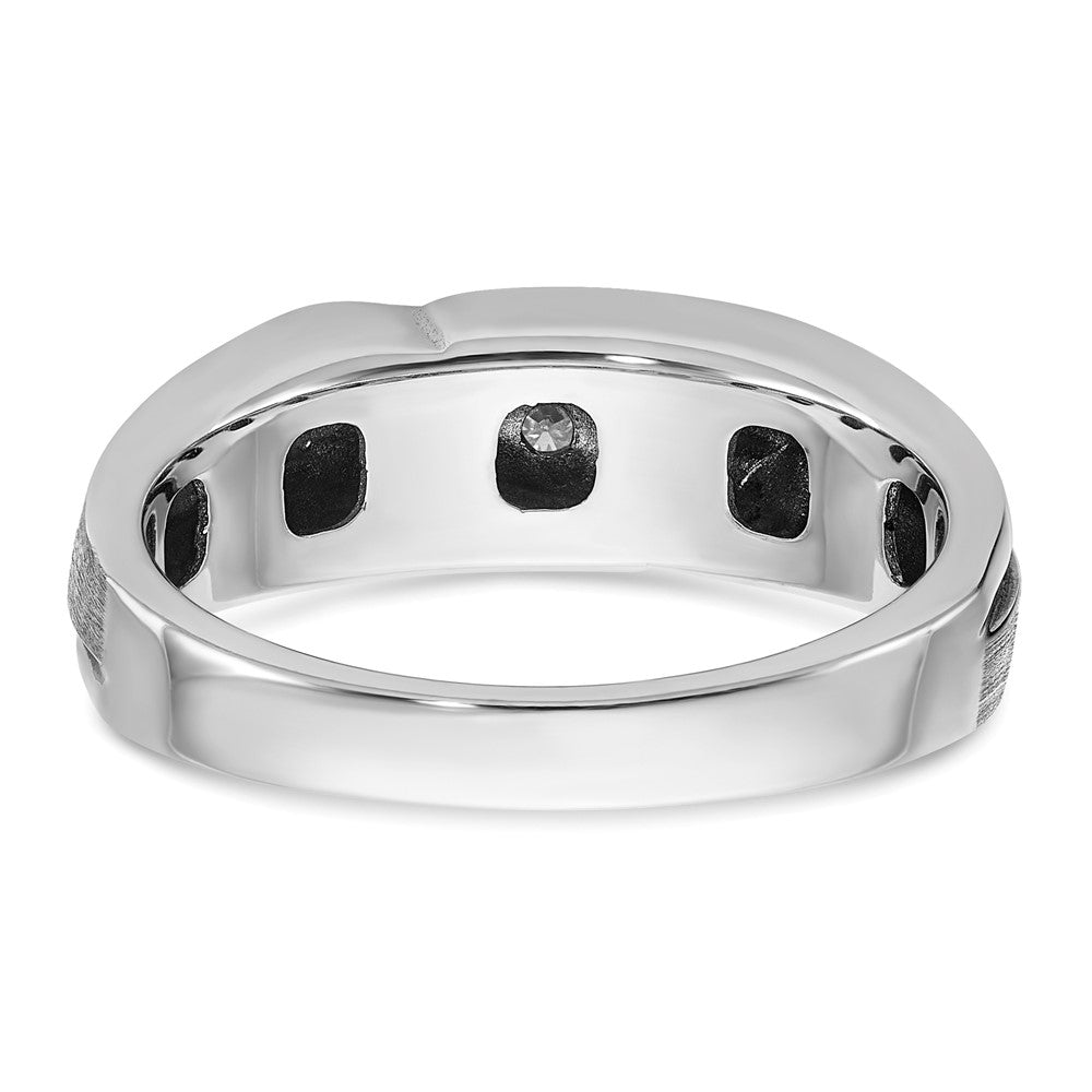 14K Weißgold mit Schwarzrhodium Herren Siegelring mit Satinfinish und 0,25K Diamant, komplett besetzt