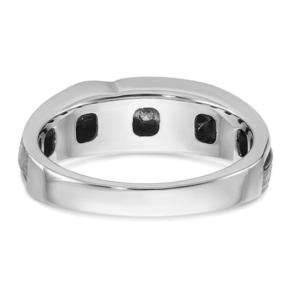 14K Weißgold mit Schwarzrhodium Herren Siegelring mit Satinfinish und 0,25K Diamant, komplett besetzt