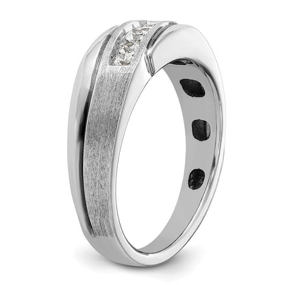 14K Weißgold Ring mit Schwarzrhodinierung, 0,25 ct. Labor gezüchteten Diamanten VS/SI+ G+, poliert, satiniert und mit Rille, für Herren
