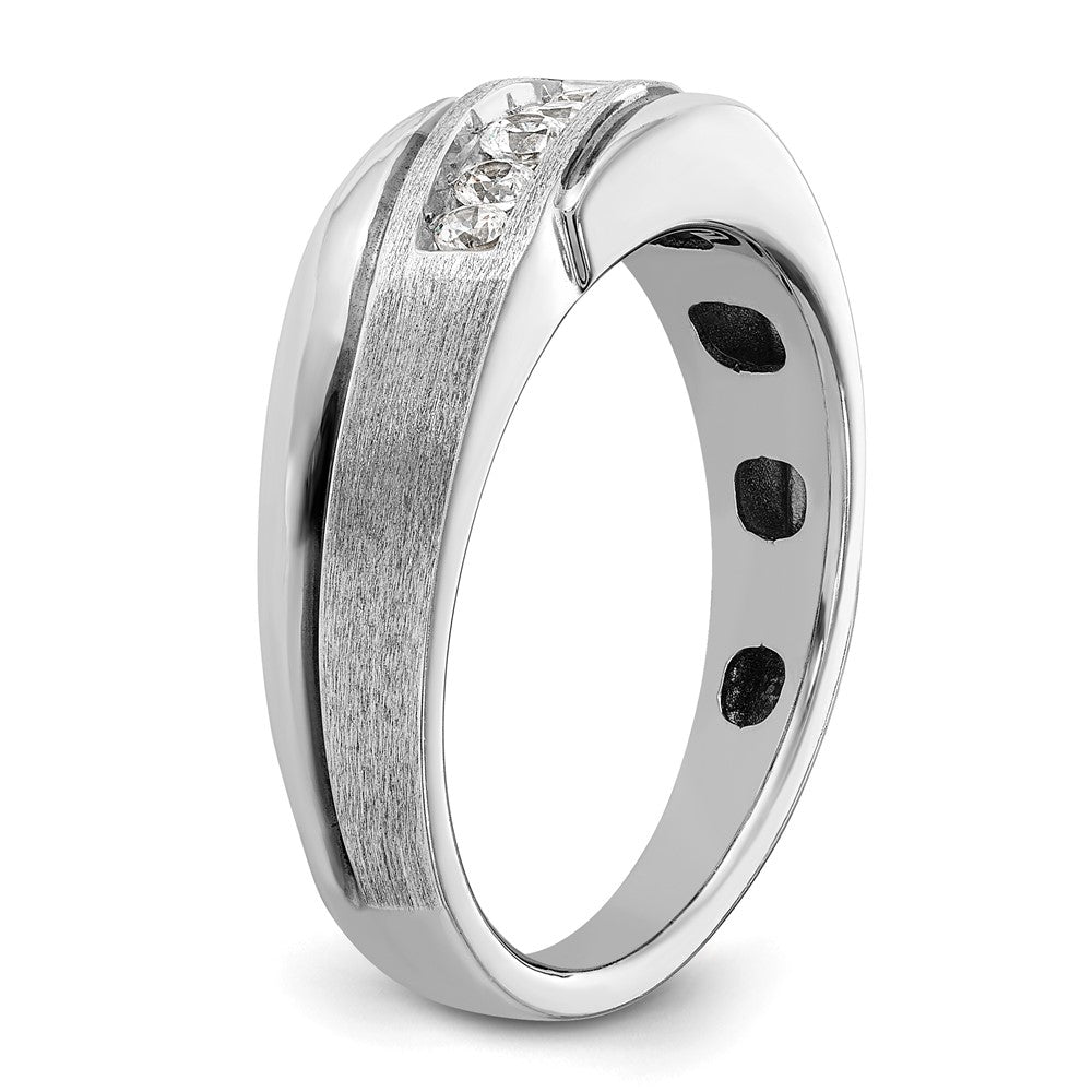 14K Weißgold mit Schwarzrhodium Herren Siegelring mit Satinfinish und 0,25K Diamant, komplett besetzt