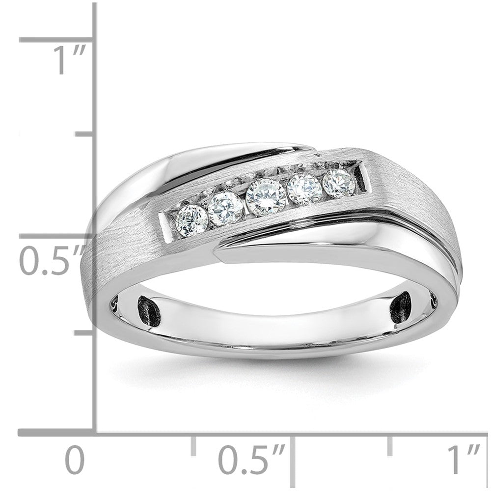 14K Weißgold mit Schwarzrhodium Herren Siegelring mit Satinfinish und 0,25K Diamant, komplett besetzt