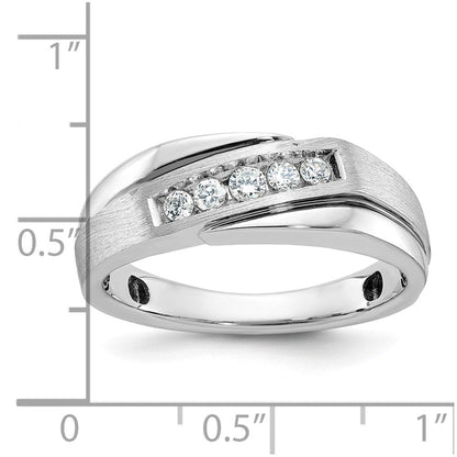 14K Weißgold mit Schwarzrhodium Herren Siegelring mit Satinfinish und 0,25K Diamant, komplett besetzt