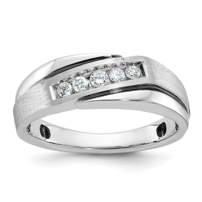14K Weißgold Ring mit Schwarzrhodinierung, 0,25 ct. Labor gezüchteten Diamanten VS/SI+ G+, poliert, satiniert und mit Rille, für Herren